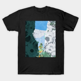 Mountain Pass Marbled Paper Collage T-Shirt